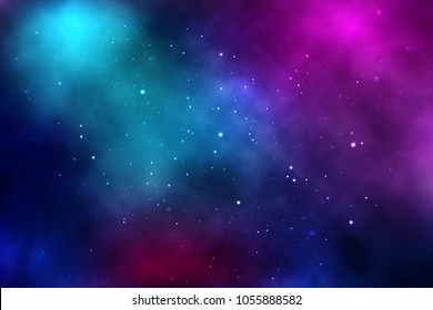 vector background of an infinite space with stars, galaxies, nebulae. bright oil stains and blots with white dots