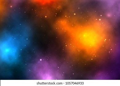 vector background of an infinite space with stars, galaxies, nebulae. bright oil stains and blots with white dots