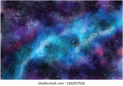 vector background of an infinite space with stars, galaxies, nebulae. bright oil stains and blots with white dots