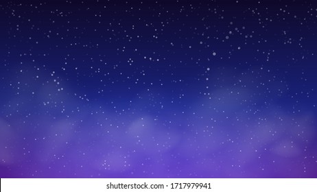 Vector background of an infinite space with stars, galaxies, nebulae. Bright blots with white dots. Space Stars Background. Empty wallpaper backdrop. Illustration of The Night Sky.