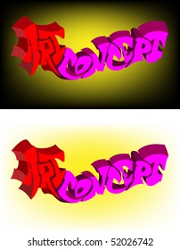 Vector background. An inscription "art concept" on a dark and light background. An element for your design.