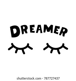 Vector background. Inscription. Design element. Closed eyes.Eps10.