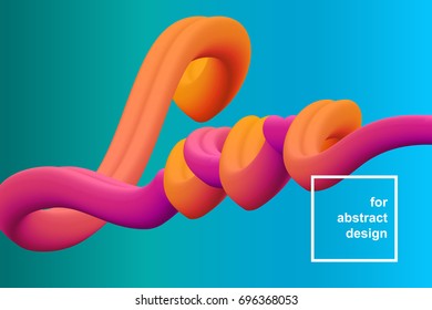 Vector background. Inscription Love. Abstract 3d shape
