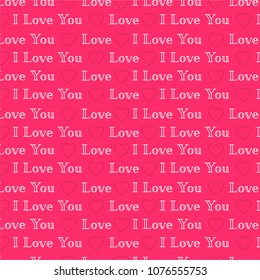 Vector background with an inscription I love you and hearts. Ideal for greeting cards, wallpapers, gift paper, cobwebs, textiles, backgrounds