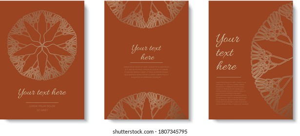 Vector background for invitation, greeting card, postcard. Oriental style gold ornaments.