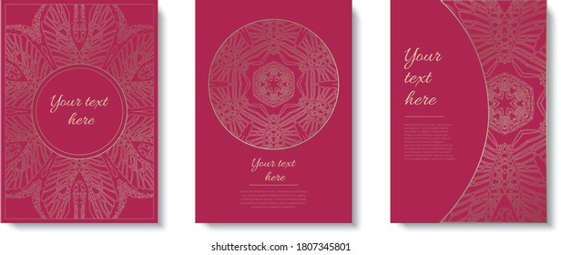 Vector background for invitation, greeting card, postcard. Oriental style gold ornaments.