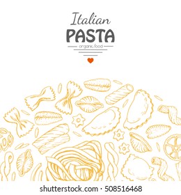 Vector background with italian pasta. Vector illustration for your design