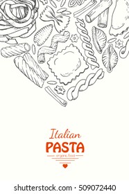 Vector background with italian pasta. Vector illustration for your design