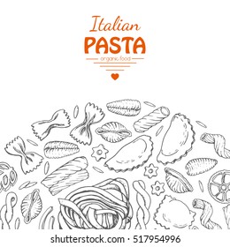 Vector background with italian pasta. Vector illustration for your design