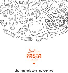 Vector background with italian pasta. Vector illustration for your design