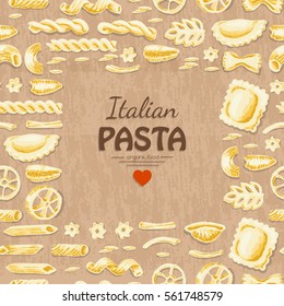 Vector background with Italian pasta. Vector illustration for your design