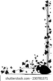vector background with ivy, butterflies  and amphora for corner design