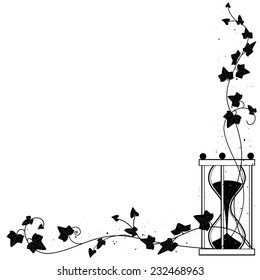 vector background with ivy and sandglass for corner design