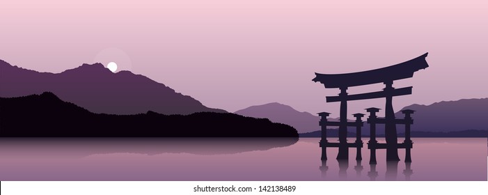 Vector Background Japanese Landscape