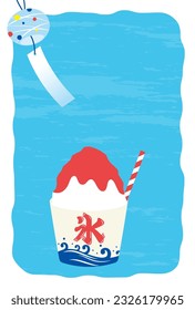 vector background with Japanese shaved ice dessert and wind chime for banners, cards, flyers, social media wallpapers, etc.
(Translation: ice)