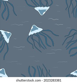 vector background - jellyfish in the sea