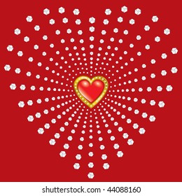 Vector background with jewel hearts - Saint Valentine's Day