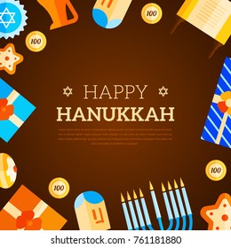 
Vector background for a Jewish holiday Hanukkah. Template background, postcards,invitation, banners for the site, a poster with Hanukkah candles, eight-timed menorah, dreidl