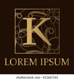 Vector background with K letter golden