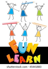 vector background with kindergarten cartoon, illustration