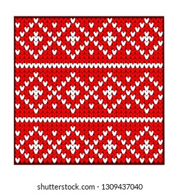 Vector background knitted. Knitted pattern, color red and white