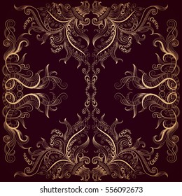 Vector background with lace hand-drawing ornament on dark for design