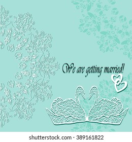 Vector background with lace mandala. Card for weddings with birds.