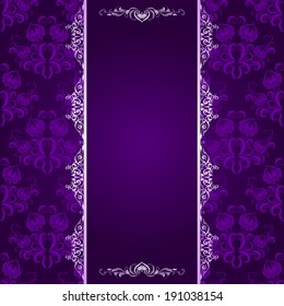 Vector background with lace violet pattern, place for text