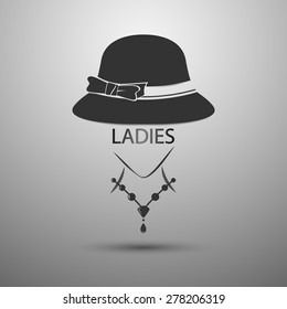 vector background Ladies Hat vintage logo and Ladies text