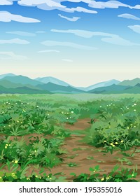 vector background landscape valley and mountains