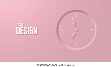 Vector background with a large dial clock on a pink background.