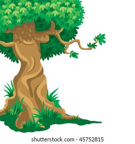Vector background with a large old tree