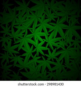 vector background with leaves of hemp