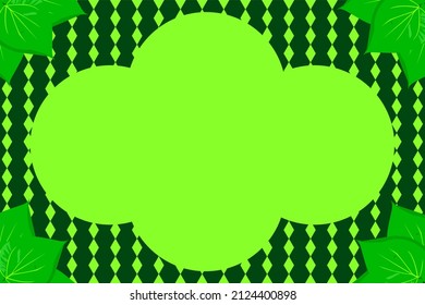 vector background : leaves on each corner, green, with empty space for writing greetings, invitations, and more