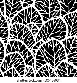 Vector background with leaves, seamless pattern for textile or wrap paper