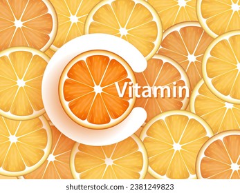 Vector background with lemon and orange slices. Natural Vitamin C