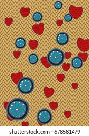 Vector background with lemon and strawberry. Flat style