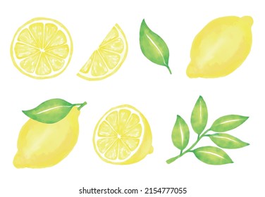 vector background with lemons and leaves in watercolor for banners, cards, flyers, social media wallpapers, etc.