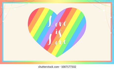 Vector background for LGBT love concept with colorful rainbow heart 