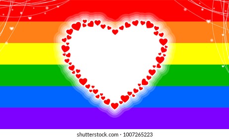 Vector background for LGBT love concept with colorful rainbow heart 