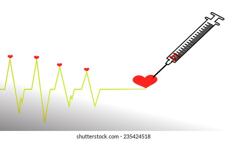 Vector background with life line on white background.