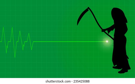 Vector background with life line on green background.