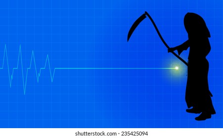 Vector background with life line on blue background.