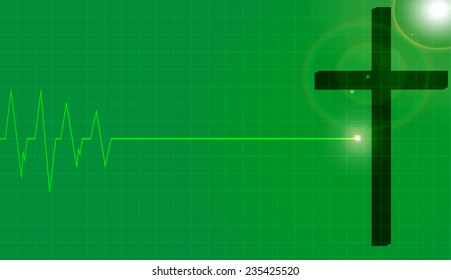 Vector background with life line on green background.