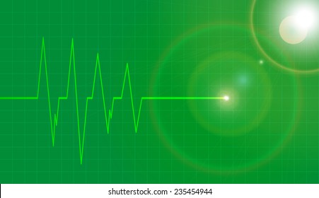 Vector background with life line on green background.