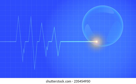 Vector background with life line on blue background.