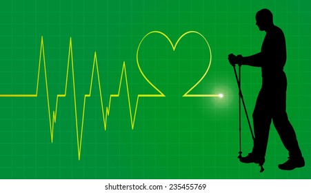 Vector background with life line on green background.