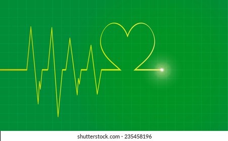 Vector background with life line on green background.