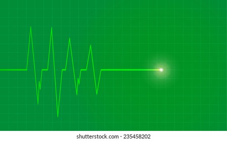 Vector background with life line on green background.