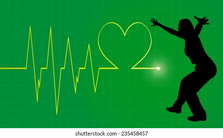 Vector background with life line on green background.